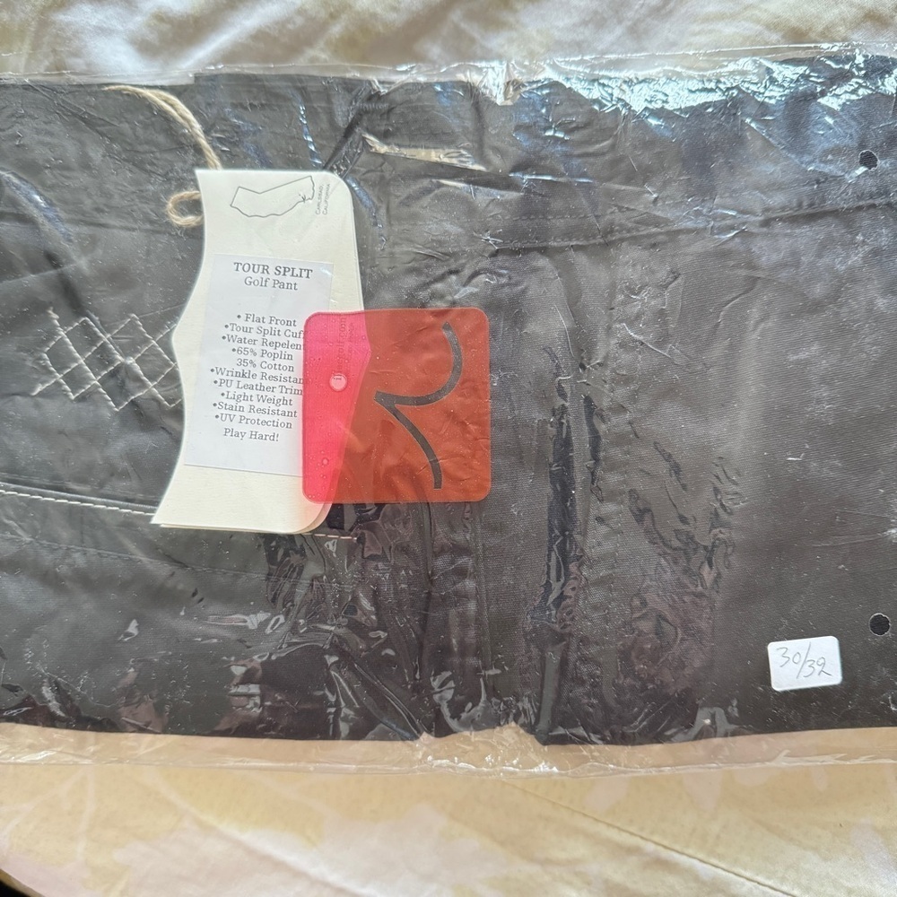 NWT iliac golf Black Leather Trim Pocket Pants Size 30 Waist/32 Inseam - Picture 7 of 7